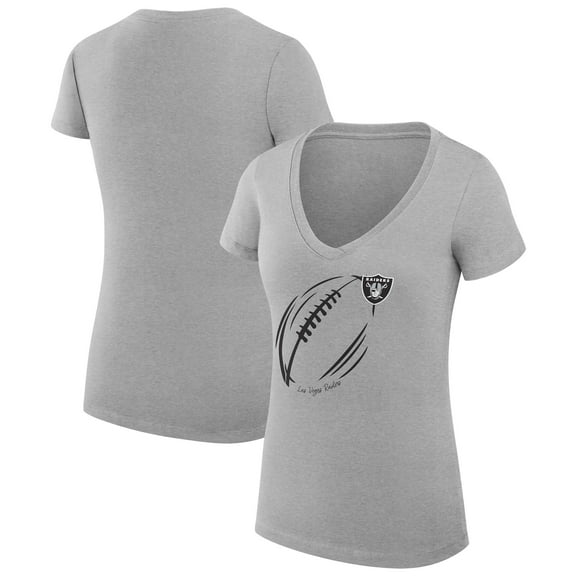 Women's G-III 4Her by Carl Banks  Heather Gray Las Vegas Raiders Super-Slim Fit Lightweight Subtle Football V-Neck