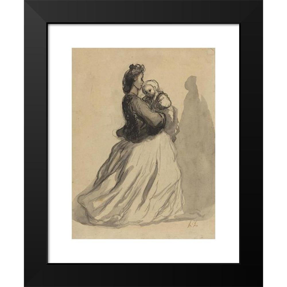 Honoré Daumier 11x14 Black Modern Framed Museum Art Print Titled - Mother and Baby