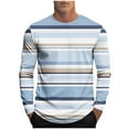 thumbnail image 2 of Vetsdori Shirts for Men Long Sleeves Big and Tall, Striped Winter Crew Neck Pullover Graphics, Casual Trendy Fashion, 2 of 5
