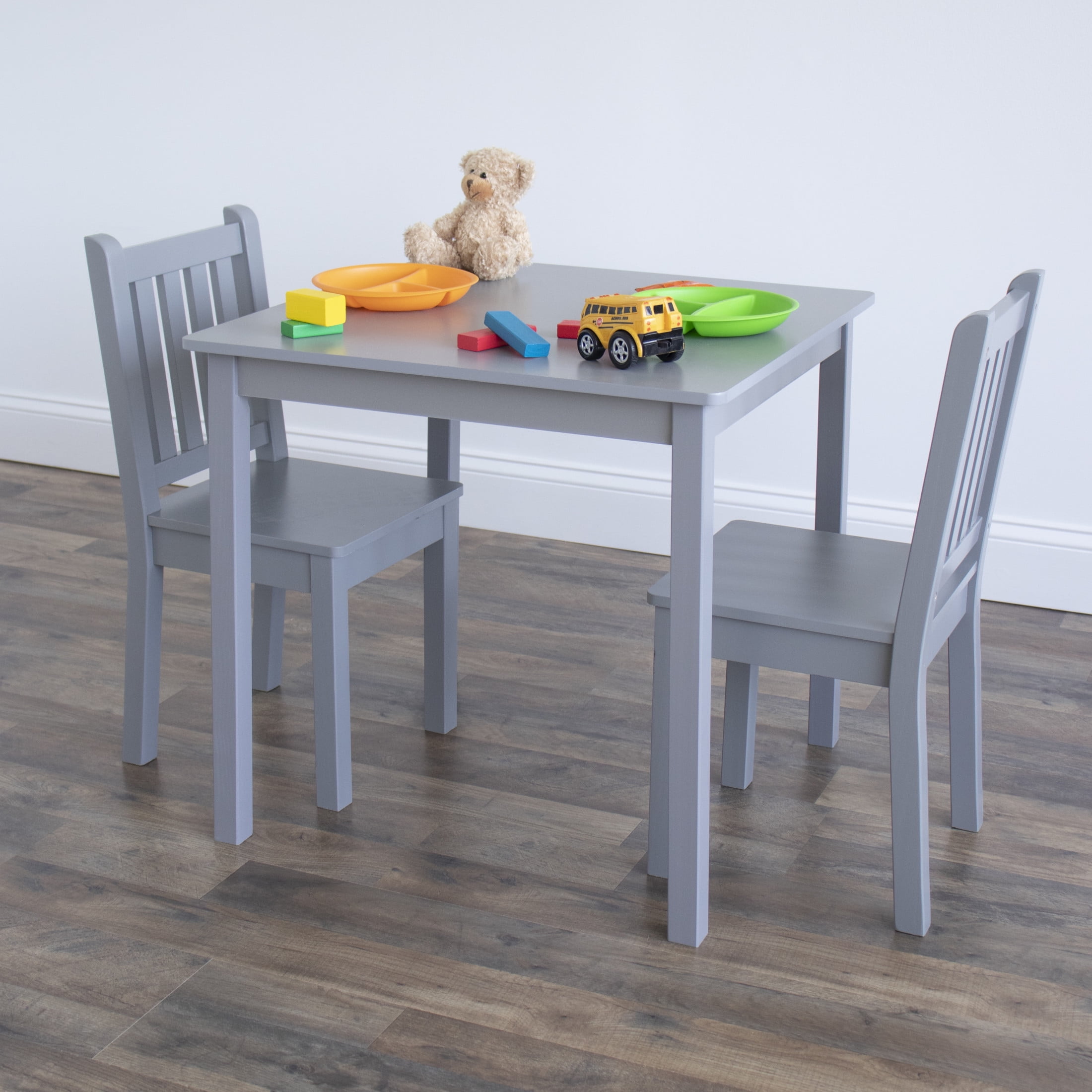 Humble Crew Camden Kids Classic 3 - Piece Lightweight, Multifunction, Portable Activity Table and Chair Set, Grey
