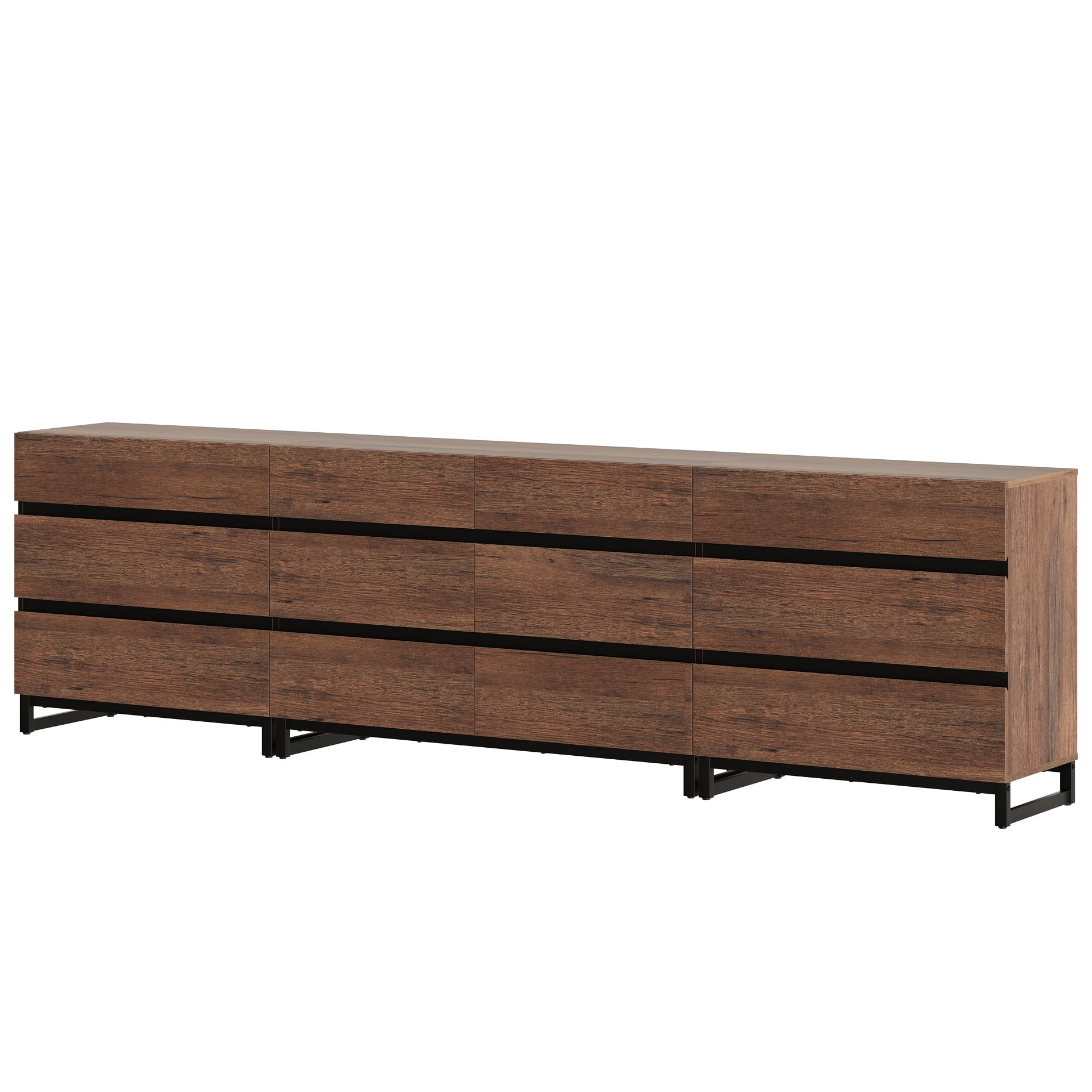 3 In 1 Sideboard Buffet Cabinets With 12 Drawers, Modern Sideboard Credenza With Metal Base, Coffee Bar Cabinet Storage Cabinet,Brown