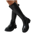 thumbnail image 4 of Hinvhai Knee High Boots for Women Square Toe Tall Boots Chunky Heeled Fashion High Boots with Zipper Black 7(39), 4 of 9
