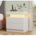 thumbnail image 1 of Mesa de Noche Moderna Blanca con LED y 2 Cajones, 1 of 6