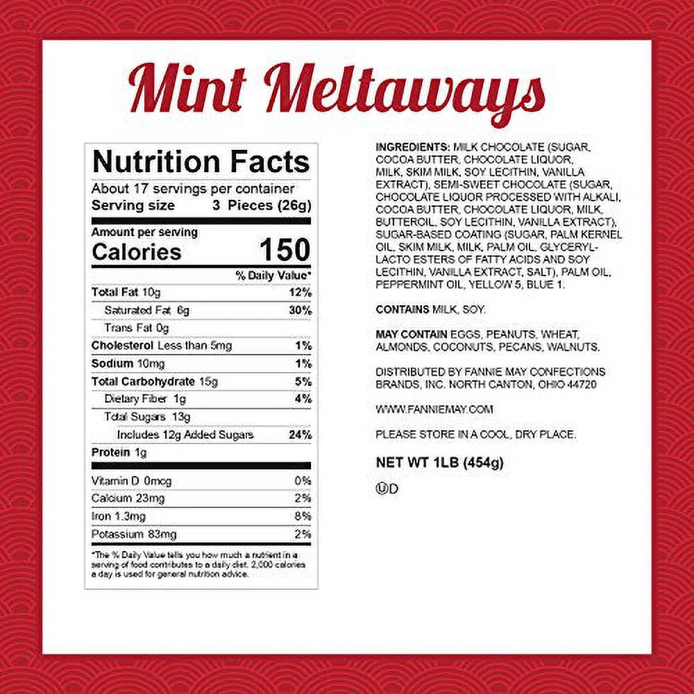 Fannie May Mint Meltaways, Milk Chocolate and Pastel Candy with a Mint Chocolate Center, Chocolate Candy Gift Box, 1 lb