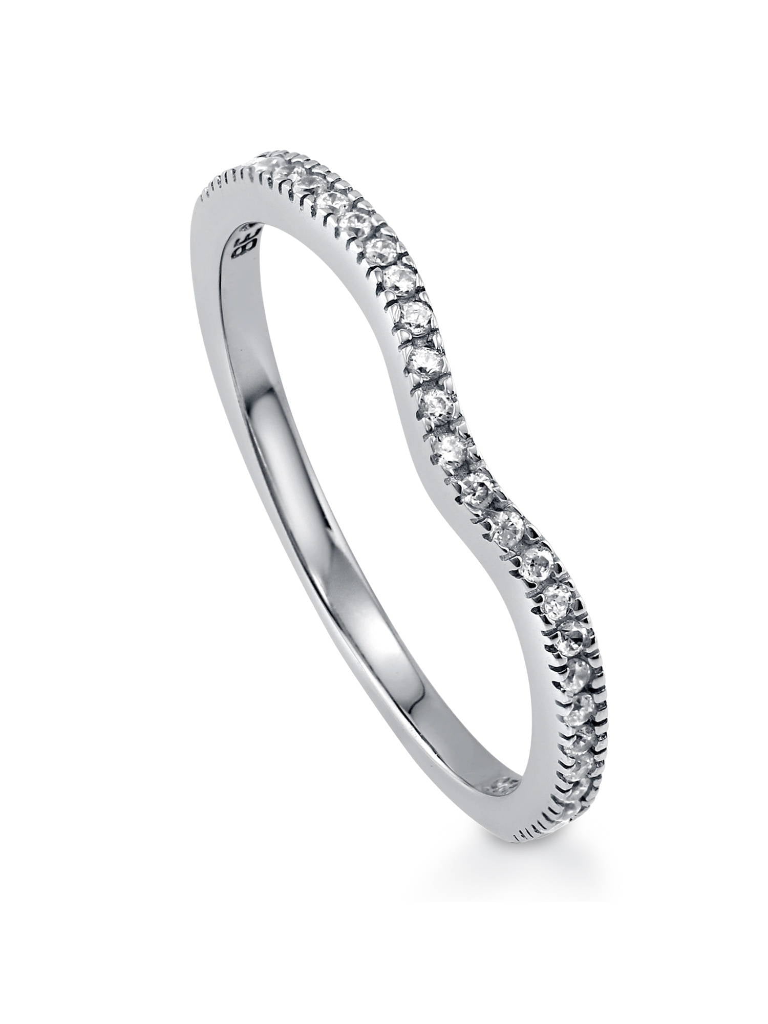 BERRICLE Rhodium Plated Sterling Silver Cubic Zirconia CZ Bubble Anniversary Stackable Eternity Ring