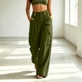 thumbnail image 2 of Kezqiaxn Womens Cargo Pants Plu Size Fashion Drawstring Elastic Waist Wide Leg Casual Loose Pants with Pockets, 2 of 8