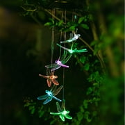 Crystal Dragonfly Multi Color Changing Wind Chimes, Solar Wind Chimes Outdoor Waterproof Wind Mobile Solar Powered Led for Home, Yard, Night Garden, Party, Festival Decor