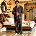 thumbnail image 5 of DORKASM Halloween Couple Pajamas Matching Sets Long Sleeve Pajama Set for Women & Men Button-Down V-Neck Sleepwear House Wear Red M, 5 of 6
