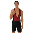 thumbnail image 4 of YEAHDOR Mens Zipper Swimwear Rash Guard Stretchy Racer Back One-Piece Surfing Swimming Jumpsuit Red XXL, 4 of 7