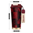 thumbnail image 3 of Stainless Steel Coffee Cup 7.7×2.6×3.5in Tapered Design Nylon Woven Wrist Strap Portable Durable Cup Bottom With Non-Slip Sticker Darkred Geometric Patterns_2, 3 of 8