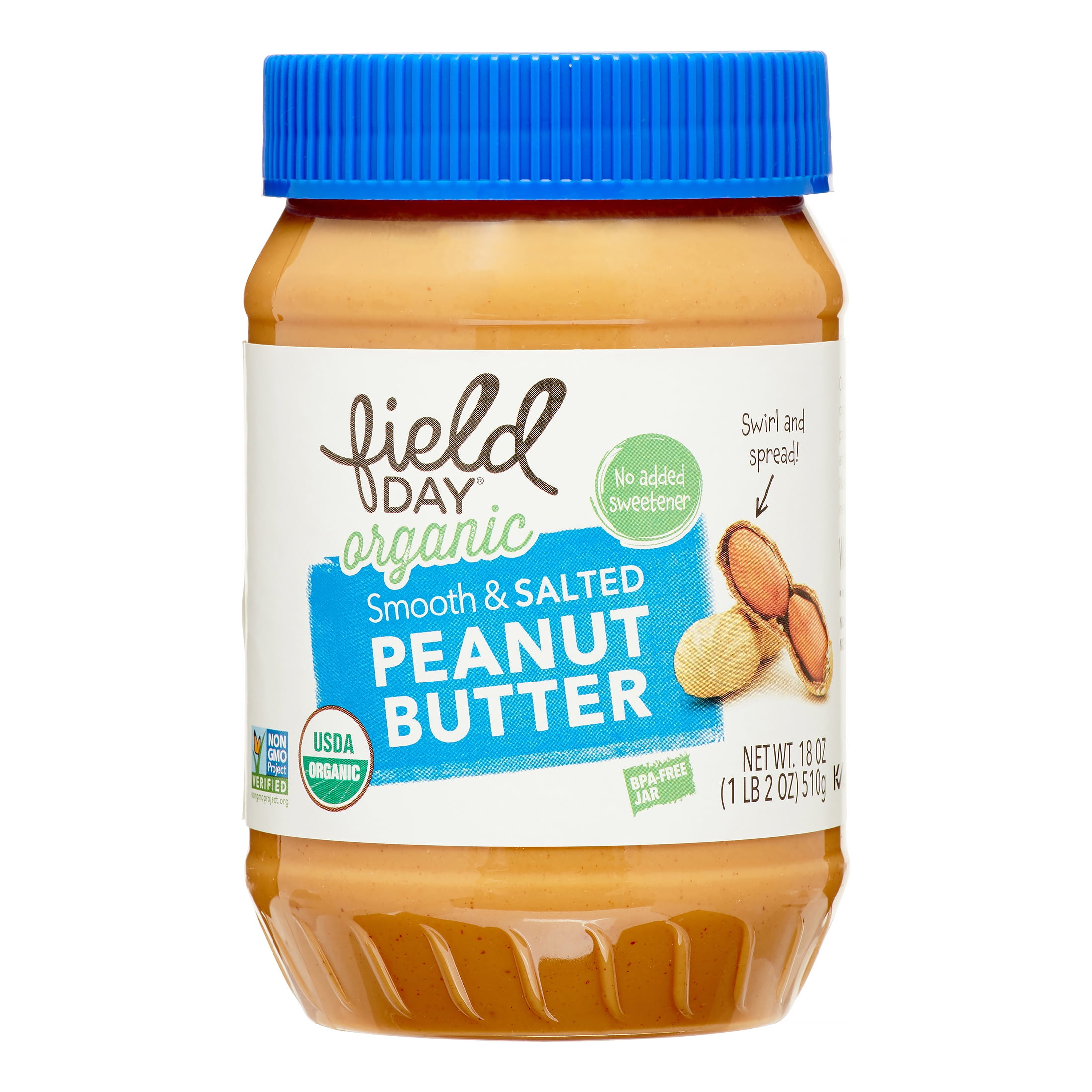 Field Day Smooth Organic Peanut Butter with Salt, 18 Oz