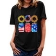 thumbnail image 1 of Hauts d'Été Grande Taille pour Femmes Hauts d'Été Tendance pour Femmes Imprimé de la Fête de l'Indépendance Vacances Manches Courtes Col Rond Décontracté Coupe Ample T-Shirts Graphiques Col en V T-Shirt Femme en Liquidation, 1 of 4