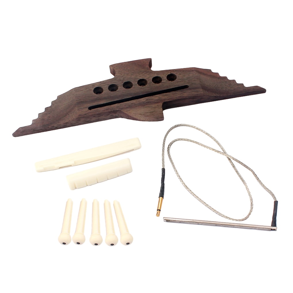 PAMINGONO 1Set Coffee Swallow Shape Wood Guitar Bridge and Accessories for Folk Guitar Replacement 11.9 x 2.1 x 0.4in