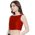 thumbnail image 2 of eloria Women's Blouse Plain Solid Color Crop Top Color: Red|Size: 38, 2 of 6