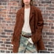 thumbnail image 4 of Chaqueta de gamuza marrón vintage para mujer, chaqueta de traje de cuero de gran tamaño y holgada de alta calidad, abrigo informal para mujer, ropa de calle 2024, 4 of 5
