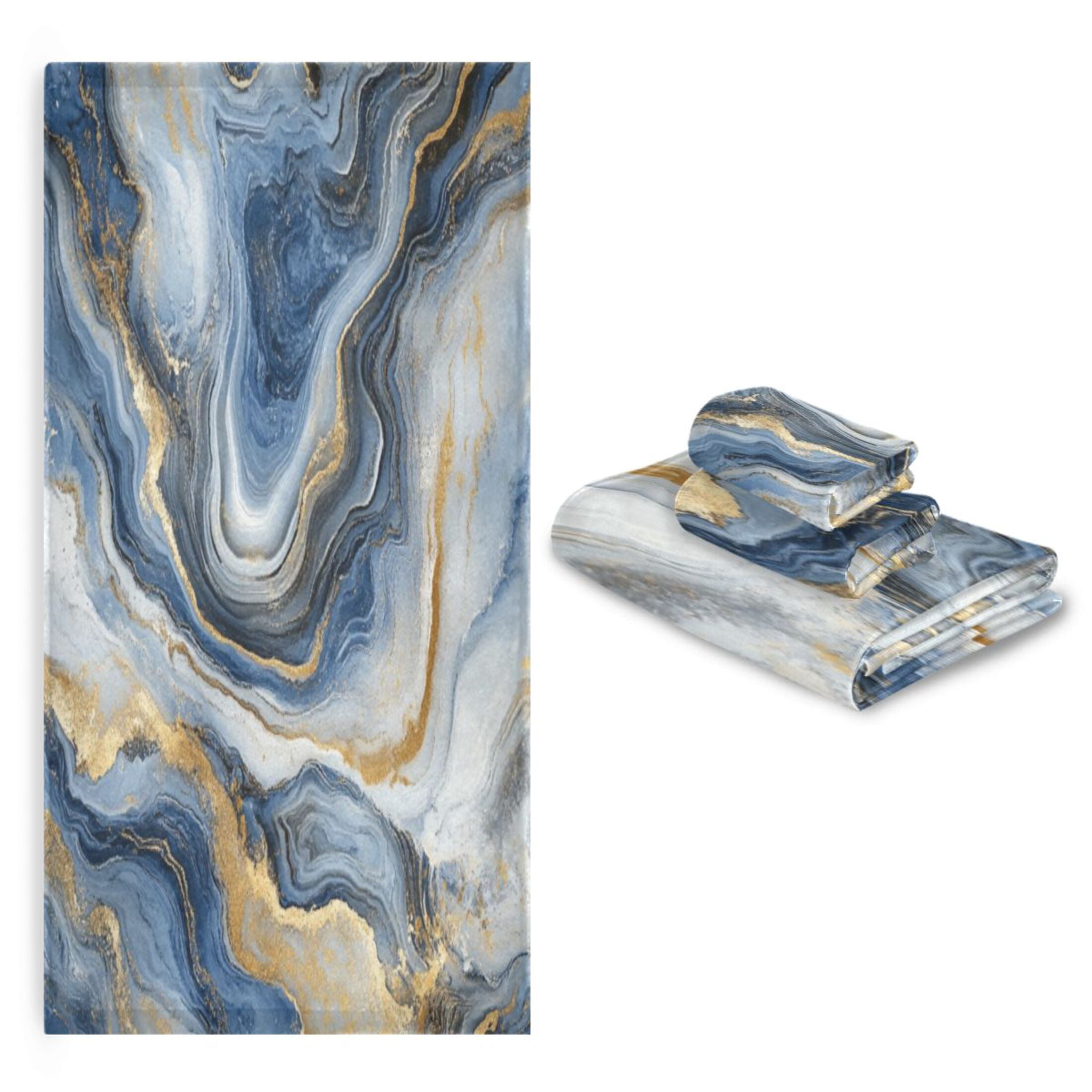 Three-Piece Towel Set Face Towel Towel Set Hand Towel Bath Towel Cotton Bath Towels Bath Towel Sets Hand Bath Towels Blue Marble