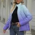 thumbnail image 4 of Winter Savings Clearance! Lindreshi Jackets for Women Casual Fall Clearance Women's Fashion Gradient Cotton-Padded Jacket Hooded Zipper Short Coat Blouse, 4 of 5