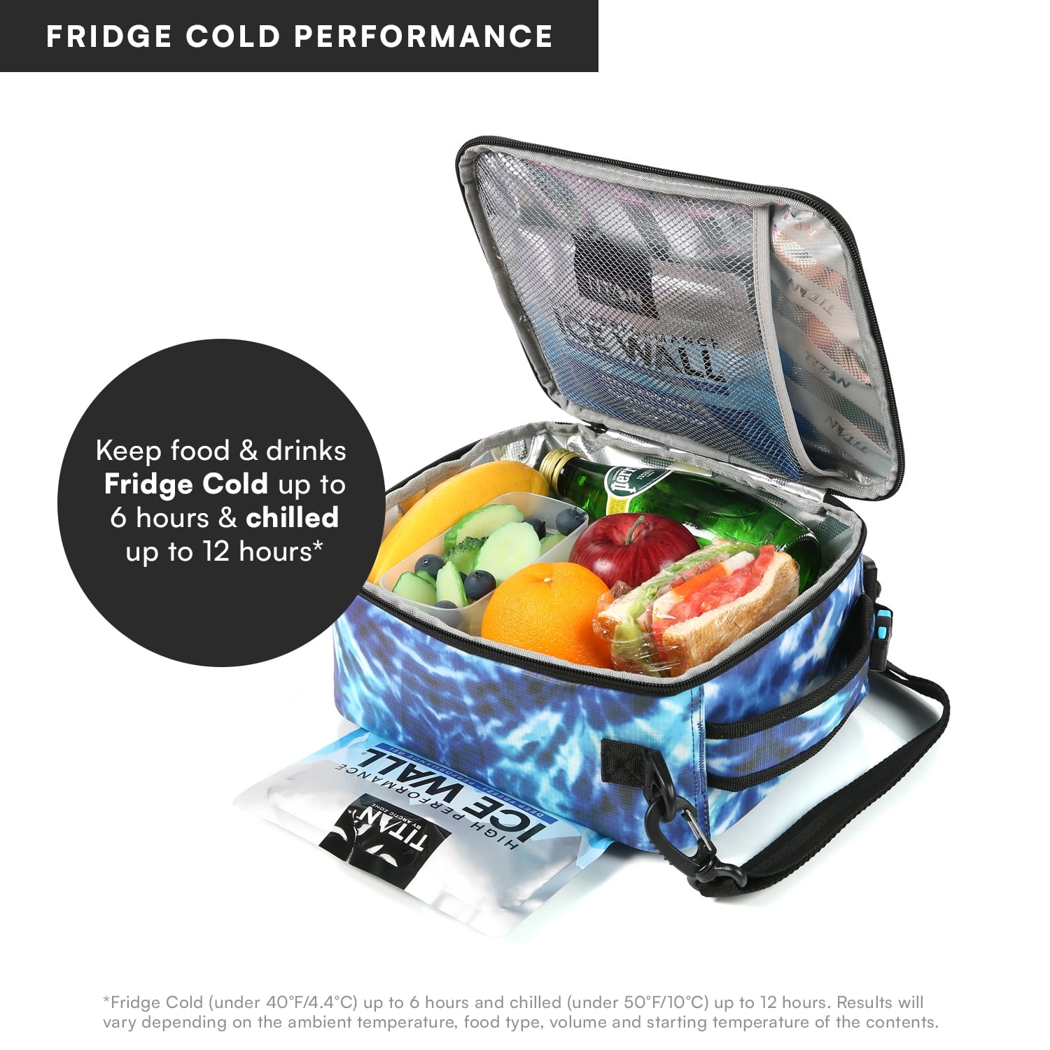 Titan by Arctic Zone Fridge Cold Upright Lunch Pack, Kaleidoscope Blue Tie Dye