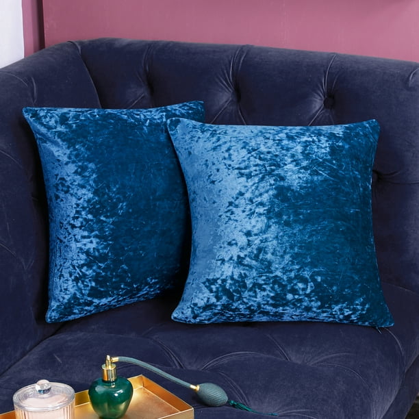 Deconovo Crushed Velvet Pillow Covers Royal Blue Square Pillow Covers