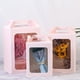 thumbnail image 2 of Zhuge Flores, cajas de regalo, bolsas de embalaje, cajas de regalo de mano abiertas con ventana transparente, bolsos de regalo de flores (borde rosa + blanco, 20 * 16 * 30 cm), 2 of 5