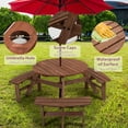 thumbnail image 5 of 6-Person Outdoor Circular Wooden Picnic Table with 3 Built-in Benches Camping Dining Table for Garden Patio Backyard,Brown, 5 of 6