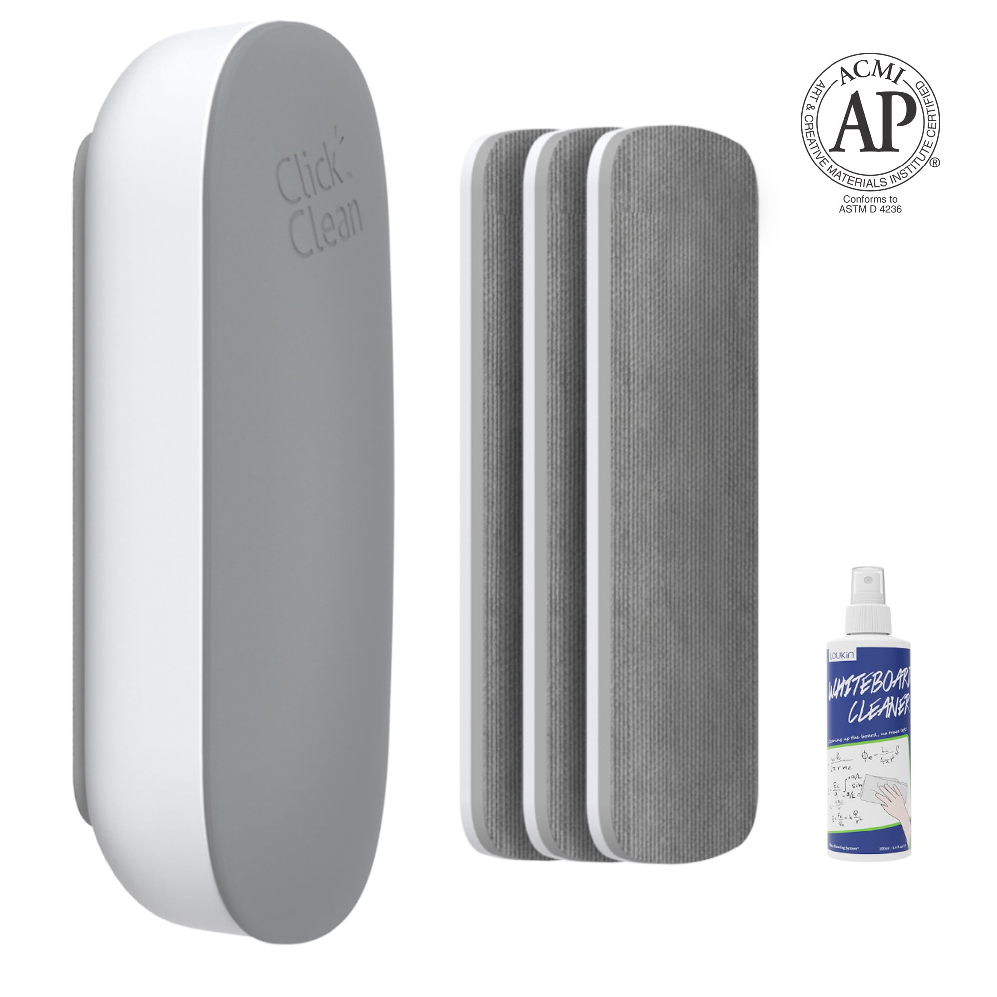 CLICK CLEAN Replaceable Dry Erase Board Eraser, Whiteboard