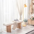 thumbnail image 3 of Solid Wood and White Boucle Bench Exotic Boho Entryway, 3 of 10