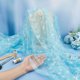 thumbnail image 3 of Tela de organza plateada con estampado de copos de nieve (4 yardas) - Tela transparente de nailon azul cielo con estampado navideño de copos de nieve (59,1 pulgadas de ancho), 3 of 9