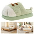 thumbnail image 2 of 3D Cat Paw Plush Slippers Furry Paw Couple Slippers Anti Slip for Indoor Bedroom (Green 36-37), 2 of 5
