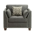 thumbnail image 2 of Transitional Style Wood and Linen Chair with 3 Pillows in Gray, 2 of 5