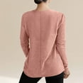 thumbnail image 4 of Lenpel Long Sleeve Tops for Women Trendy Notched V Neck Solid Color Textured Knit T Shirts Casual Loose Tee Blouses(Pink,Large), 4 of 4