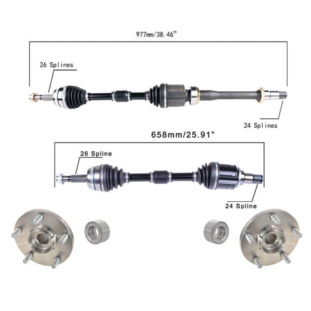 TO-8301 TO8301 TO-8299 Wheel Hub Bearing & CV Axle Kits for 2012-2017 for Toyota for Camry 2.5L Front Left & Right, 3-Year Warranty, fits for FWD, Auto Aim for Perfect Suspension Performance