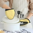 thumbnail image 6 of Disketp Yellow Gingham Non-Slip Mini Oven Mitt Set, Short Oven Mitts for Baking Grilling Barbecue Microwave, 5.9"x5.9"in, 6 of 7
