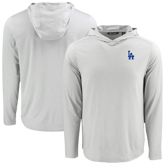 Men's Cutter & Buck Gray Los Angeles Dodgers Coastline Epic Comfort Recycled Eco Hoodie Long Sleeve T-Shirt