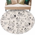 thumbnail image 2 of Round Area Rugs Collection 5 Ft, Vintage Rooster Farmhouse Non-Slip Residential Carpet, Grey Farm Animals Indoor Crawling Mats Runner Rugs for Living Room/Dining Room/Bedroom, 2 of 9