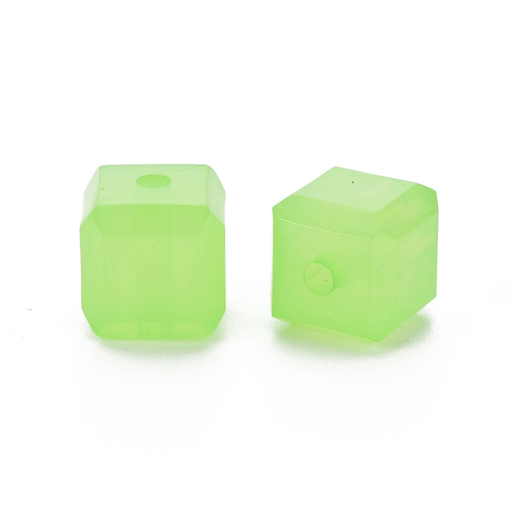 Imitation Jelly Acrylic Beads Cube Light Green 11.5x11x11mm Hole: 2.5mm about 528pcs/500g