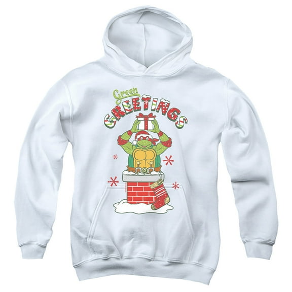 Teenage Mutant Ninja Turtles Green Greetings Christmas Scene Kids Hoodie for Youth Boys and Girls