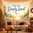 thumbnail image 3 of You Are Deeply Loved Quote Over Wildflower Valley, Romantic Watercolor for Quote Lovers, Floral Wall Art, Valentine's Day Gift, Tapestry Wall Hanging for Bedroom and Living Room, 3 of 7