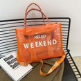 thumbnail image 1 of Large Capacity Transparent Tote Bag, Simple Letter Print Shoulder Bag, All-Match Bag, 1 of 5