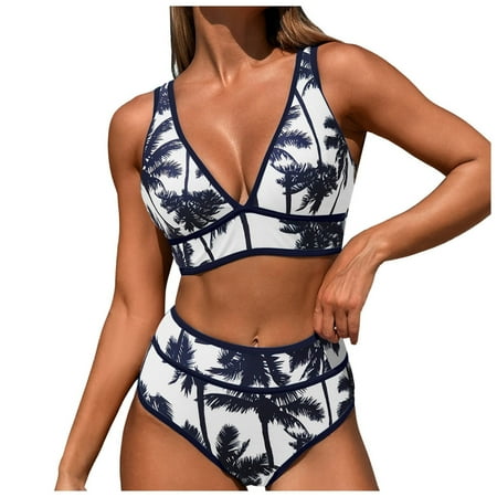 Durtebeua Bikini Set for Women Sexy Swimwear Halter String Triangle Bikini Sets Swimsuit Sexy Ribbed Triangle Top Bathing Suits Gift for her