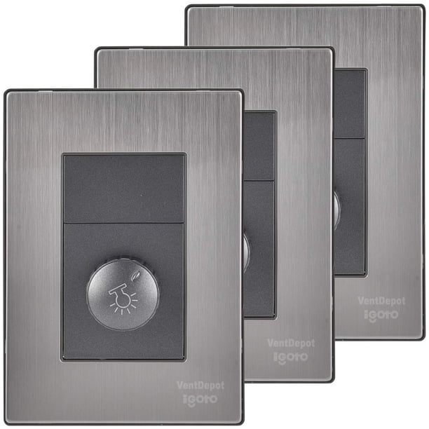 Regulador de Intensidad de Luz Inoxium1DOxford 3Pzas Dimmer 127VCA 60Hz Plateado/Oxford Acero Inoxidable/PC.