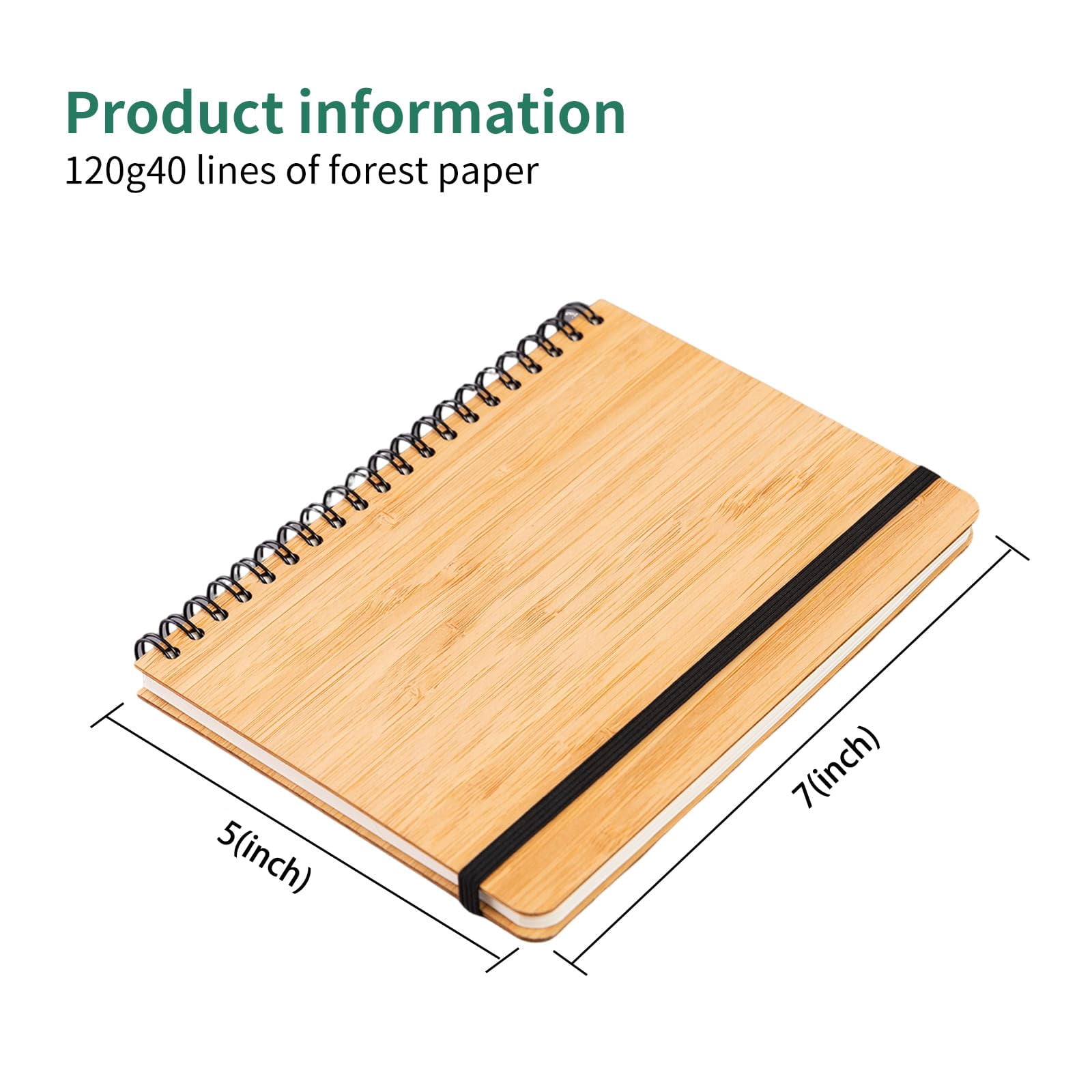 4 Packs Lined Bamboo Notebook Journals  Wooden Notebooks 80 Pages 5" * 7" Hardcover College Thick Paper Journaling For Work Women Men School