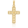 thumbnail image 5 of 14K Solid Yellow Gold Antique Filigree Latin Mexican Holy Cross Necklace Religious Chain Pendant Jesus Christ Charm, 5 of 13