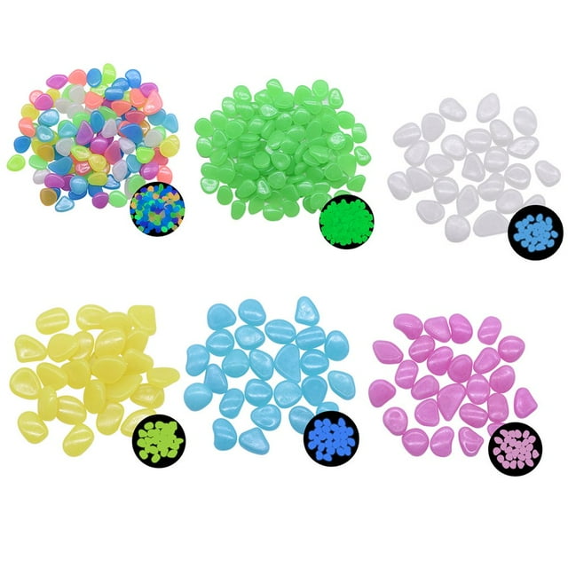 Dosaele Fish Tank Rocks Glow Glow in The Dark Pebbles for Garden Fish Tank Aquarium Plant Pots Bonsai Walkway Driveway 500Pcs