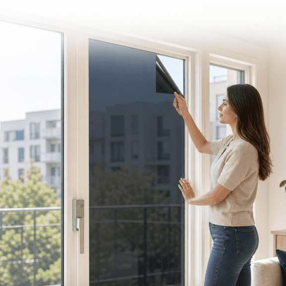 Window Privacy Film One Way Daytime Privacy Static Cling Sun Blocking Anti UV Reflective Window Tint for Home and Office, Black-Silver, 15.7 Inch X 6.5 Feet