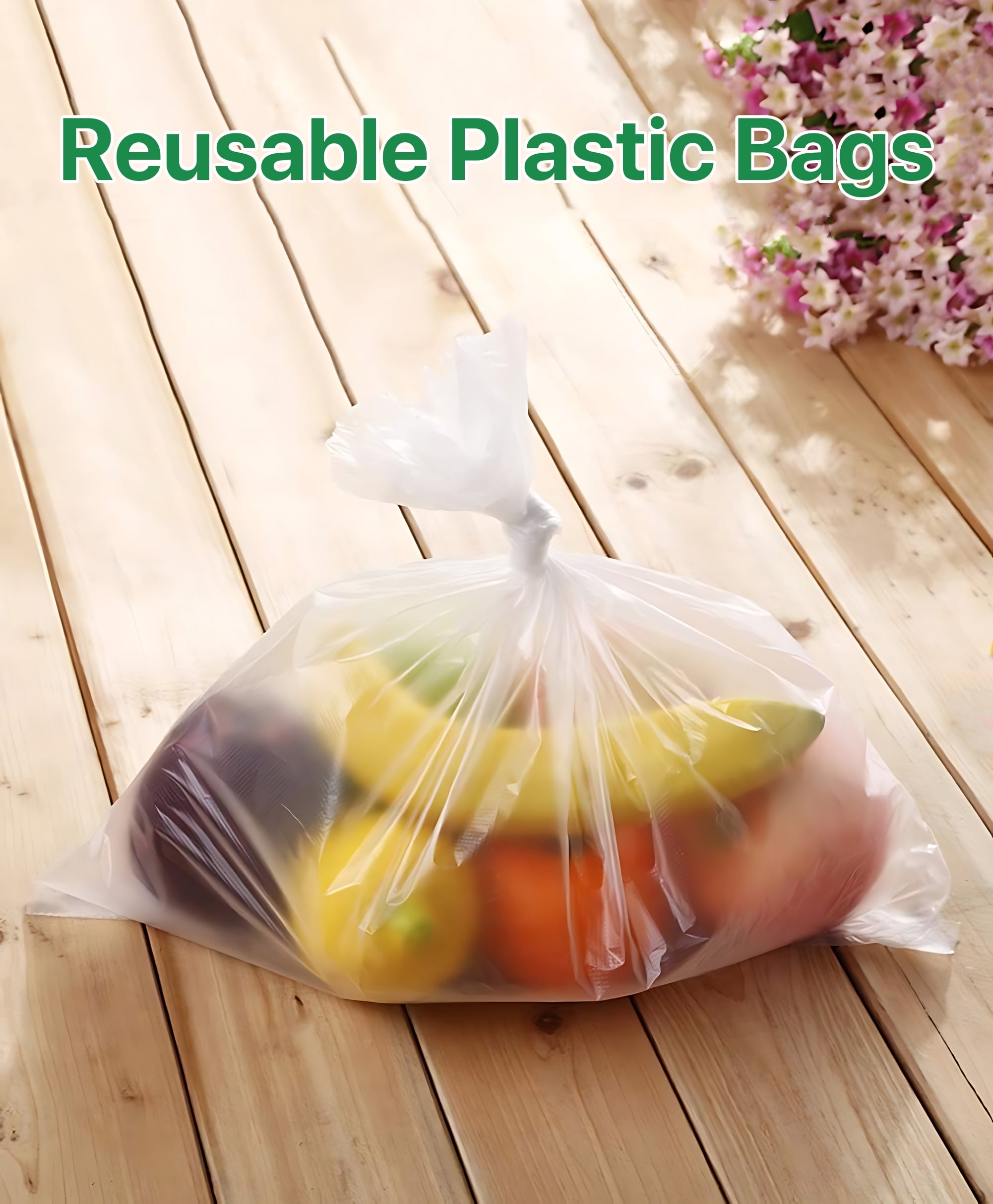 Pokanic Clear Plastic 10" x 15" - 700 Produce Bags Reusable Washable Freshness Disposable Continuous Roll Easy Peel Off Kitchen Office Grocery Home Use Food Fruits Storage(2 Rolls, 10 x 15-700 Bags)
