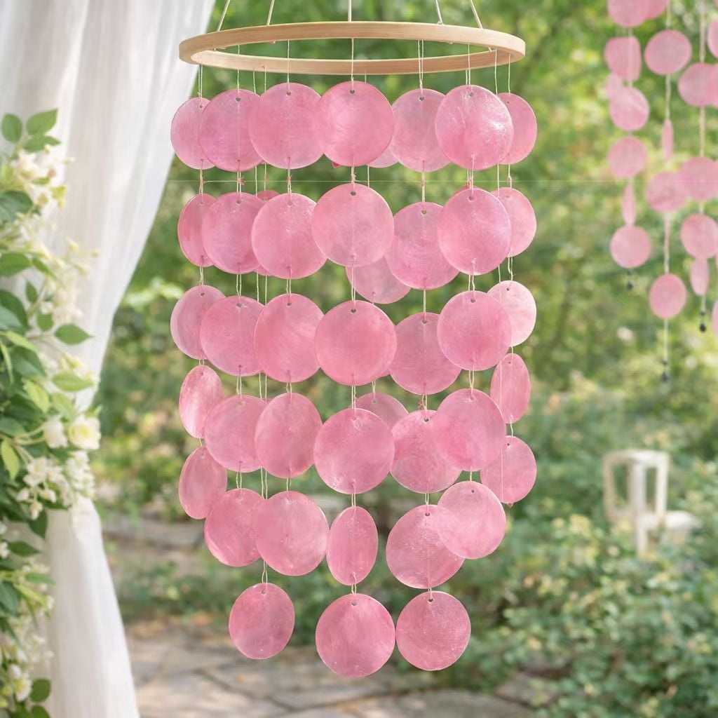 120Pcs Capiz Shells 1.97in Round Natural Shells with 2 Holes for Seashell Wind Chimes Curtain Shell Garland DIY Craft Wedding Home Decoration