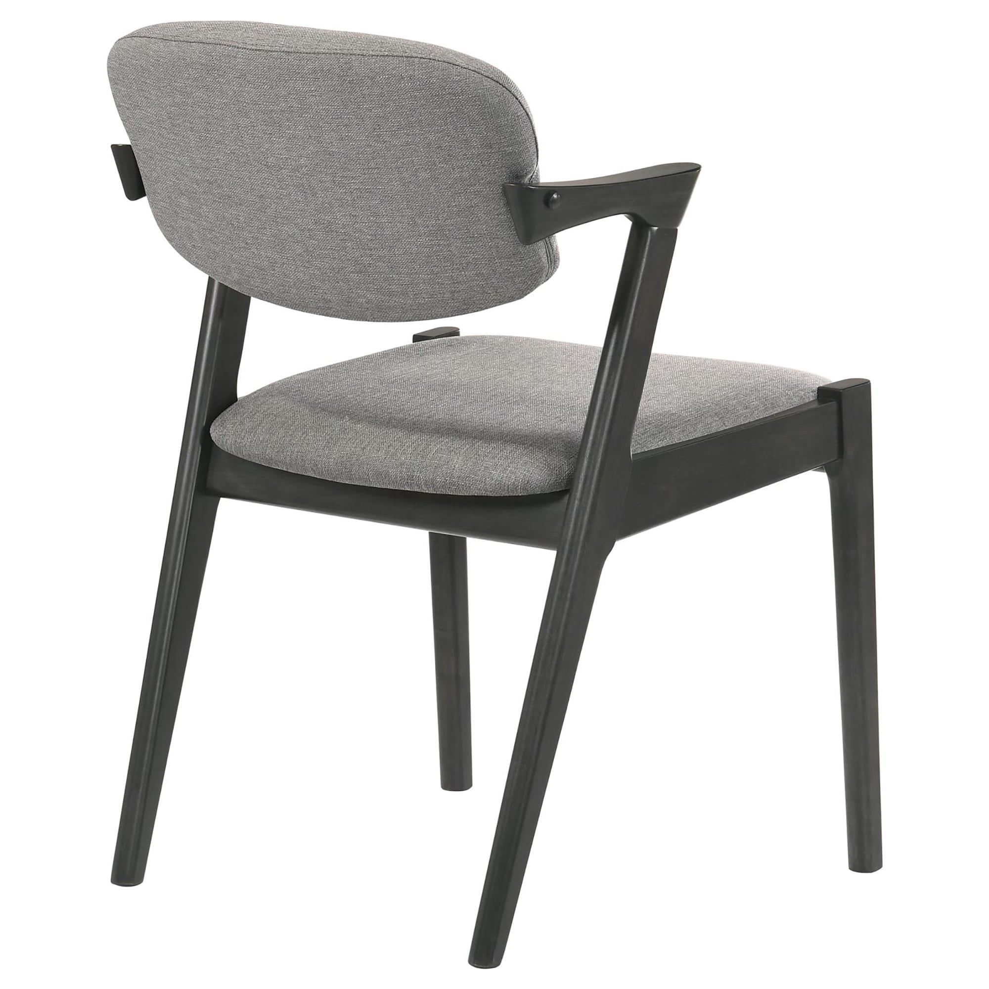 Mid-Century Modern Dining Chairs Set of 2 - Brown Grey Upholstered Seat & Back, Black Frame, Z-Shape Design - Perfect for Kitchen & Dining Room (30"H x 20.25"W)