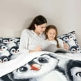 thumbnail image 5 of Manfei Cartoon Funny Penguin Full Size Comforter Sets for Kid, Black Grey Bedding Comforter Set, Kawaii Wildlife Animal Bedding Sets, Super Cozy Room Decor, 3-Piece, 5 of 8