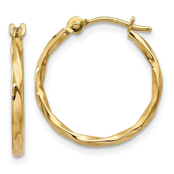 Real 14kt Yellow Gold Twist Hoop Earrings; for Adults and Teens; for Women and Men